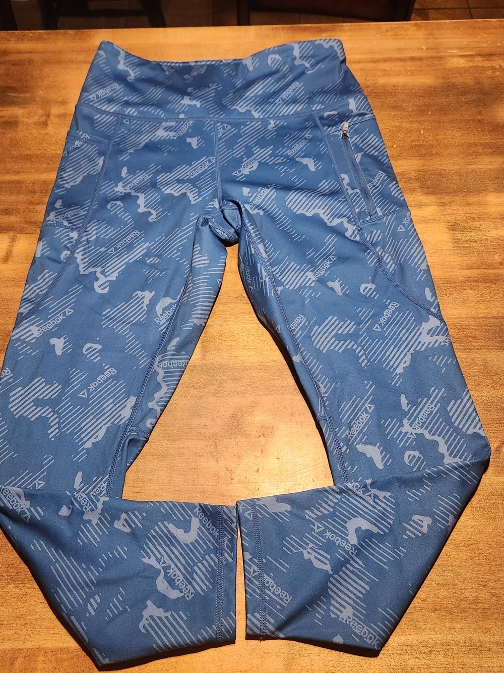 Reebok Blue Patterned High-Rise Leggings